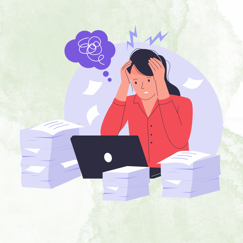 Pracownik zestresowany nad biurkiem – symbol presji czasu i przeciążenia, którego dotyczy warsztat