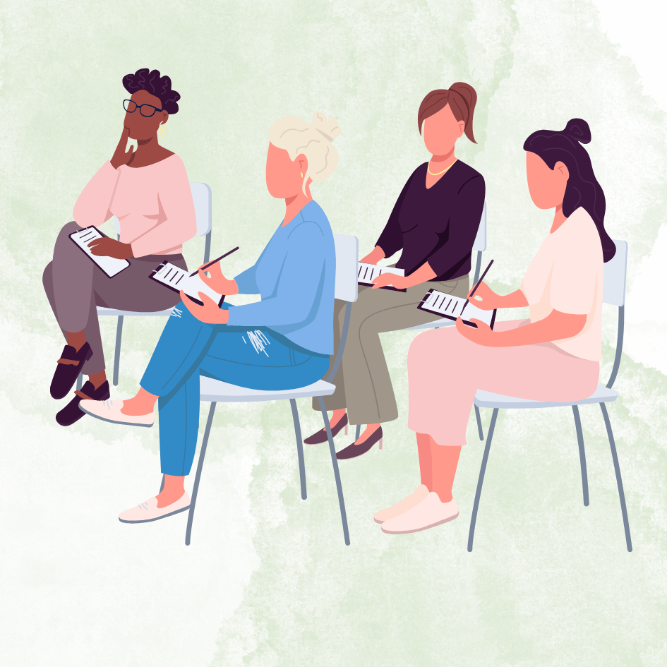 Osoby notujące podczas warsztatu – symbol zdobywania praktycznych narzędzi do radzenia sobie ze stresem