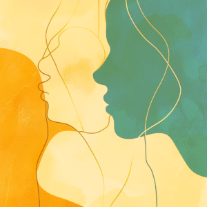 Grafika symbolizująca różne emocje i reakcje psychiczne człowieka. Ilustracja do artykułu o myślach automatycznych, emocjach i modelu ABC w psychologii poznawczo-behawioralnej.